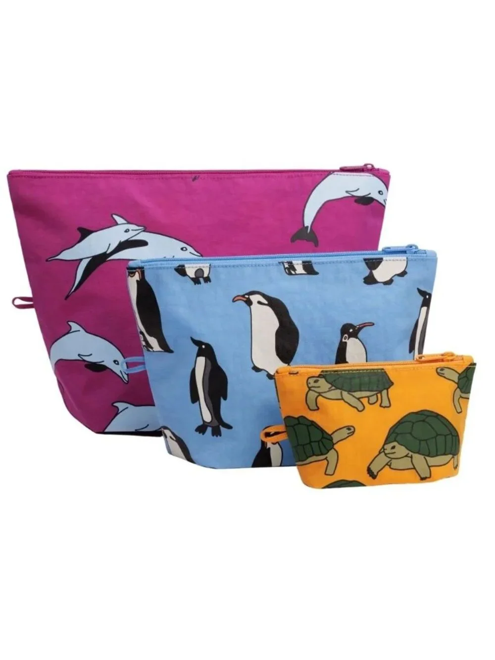 NWT Baggu Go Pouch Set - Vacation Animals (Turtle, Penguin, Dolphin)